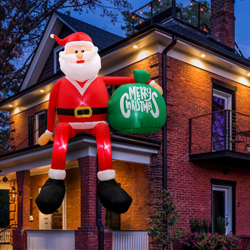 8FT Christmas Inflatables Outdoor Decorations Climbing Santa Blow Up Yard Decorations With LED Christmas Inflatable For Christmas Outdoor Decor
